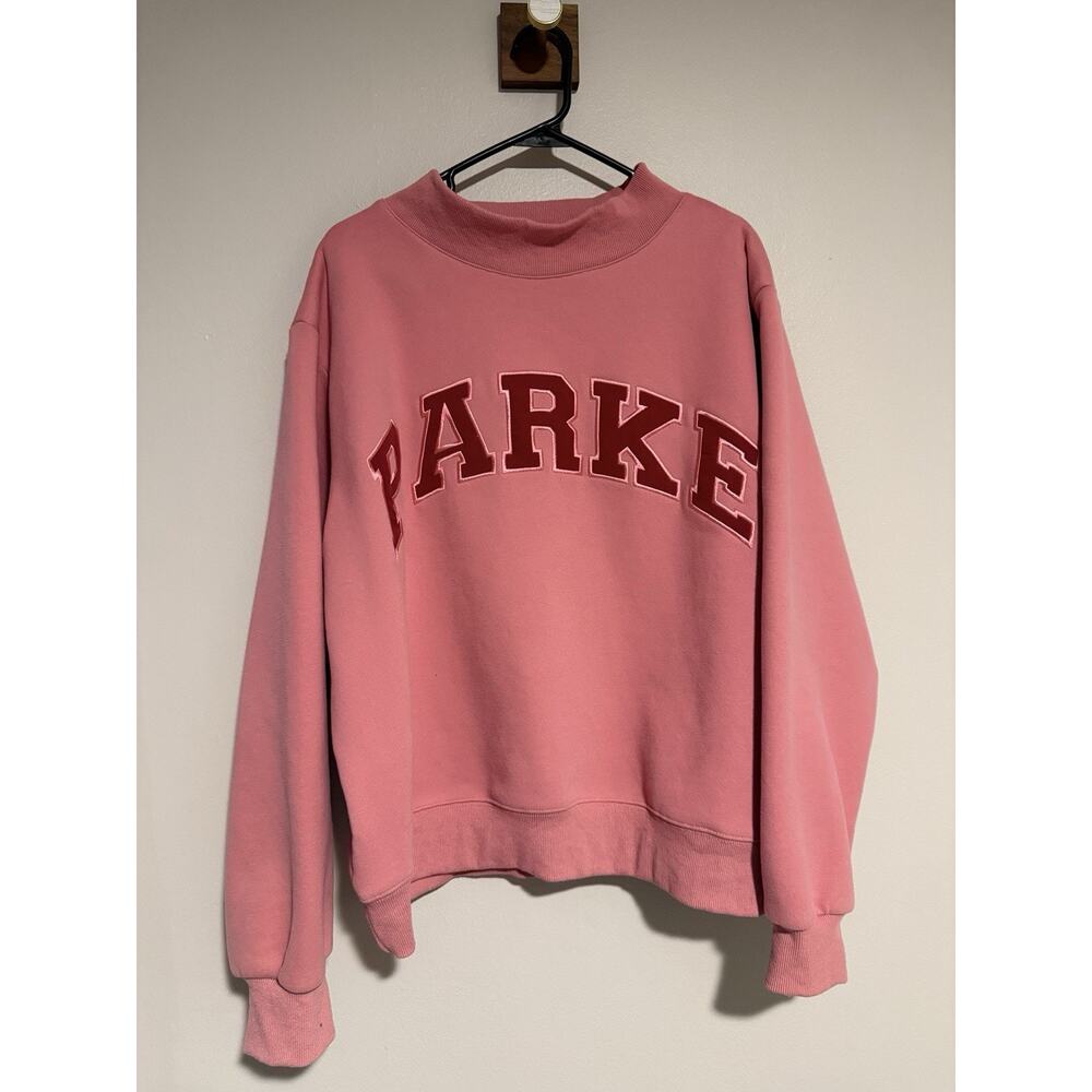 PARKE Varsity Pink Mock Neck Sweatshirt Valentines Day Lover RARE L/XL - Picture 5 of 16